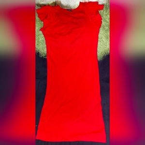 Hot pink ruffle sleeve dress